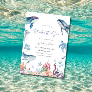 Invitación Chupinada de bebé acuarela Bajo el Mar 