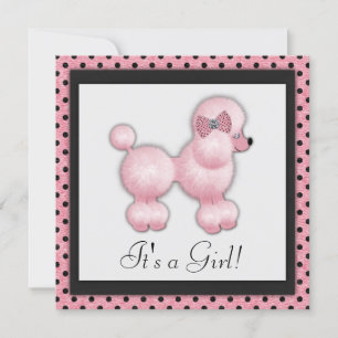 Invitación Chupinada de Bebé Caniche Rosa
