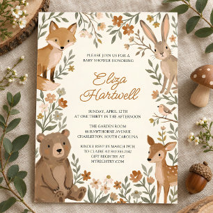 Invitación Chupinada de Bebé con Animales del Bosque sin Dist