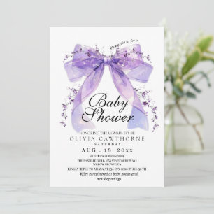 Invitación Chupinada de bebé con lazo moderna y elegante