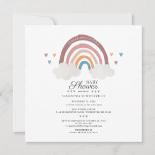 Invitación Chupinada de Bebé con Letra Script y Acuarela Arco