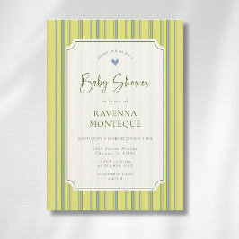 Invitación Chupinada de bebé con rayas azules y cítricos de c