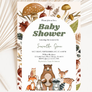 Invitación Chupinada de Bebé de Bosque Otoñal Neutro en Géner
