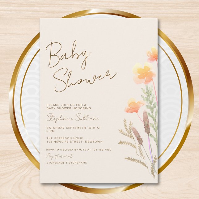 Invitación Chupinada de bebé de flores silvestres (Subido por el creador)
