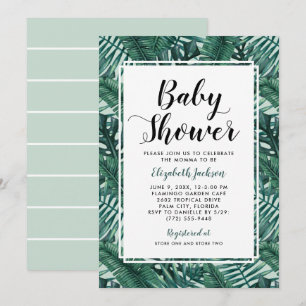 Invitación Chupinada de bebé de hoja de palma tropical de men