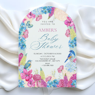 Invitación Chupinada de bebé de jardín de primavera floral ro