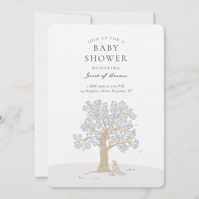 Invitación Chupinada de Bebé de Perro Neutral en Árbol Bosque (Anverso)
