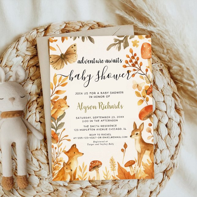 Invitación Chupinada de bebé editable de género neutral otoño (Subido por el creador)