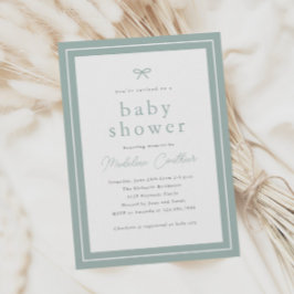 Invitación Chupinada de bebé elegante simple sage neutral en 