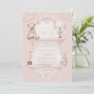 Invitación Chupinada de bebé elegante vintage rosa