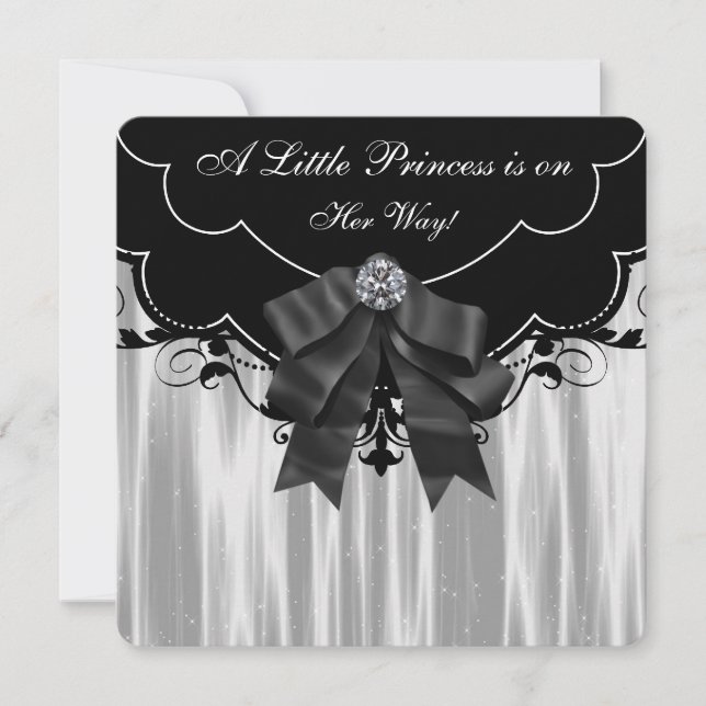 Invitación Chupinada de bebé en blanco y negro (Anverso)