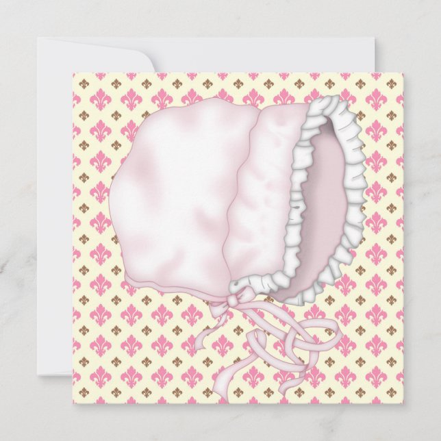 Invitación Chupinada de bebé Fleur de Lis Amarillo Rosa Marró (Anverso)
