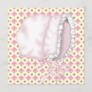 Invitación Chupinada de bebé Fleur de Lis Amarillo Rosa Marró