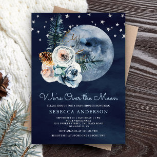 Invitación Chupinada de bebé Floral Acuarela Boho Cielo Noctu
