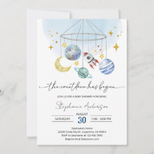 Invitación Chupinada de bebé Galaxia Espacio Azul