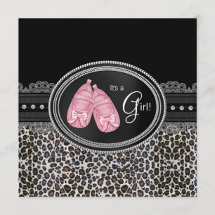 Invitación Chupinada de Bebé Leopardo Rosa Elegante