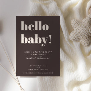 Invitación Chupinada De Bebé Moderna Marrón Tipografía Negrit