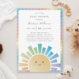 Invitación Chupinada de bebé neutra Arcoíris Luz del Sol