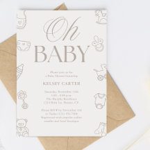 Chupinada de bebé neutral en beige dibujada a mano