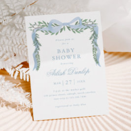 Invitación Chupinada de bebé niño con elegante lazo azul y ve