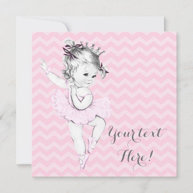 Invitación Chupinada de Bebé Princesa Bailarina Rosa (Anverso)