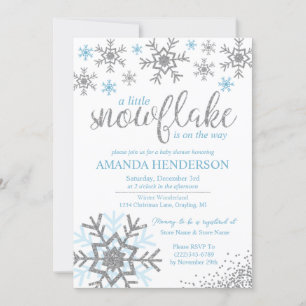 Invitación Chupinada de copo de nieve azul polvoriento de inv
