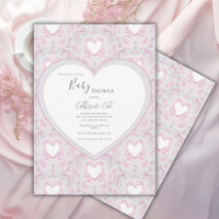 Chupinada de corazón caprichoso floral rosa y gris
