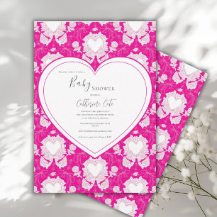Invitación Chupinada de Corazón Caprichoso Rosa Fuscia para B