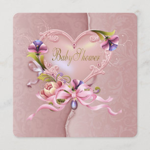 Invitación Chupinada de Corazón de Damasco Rosa Bonito
