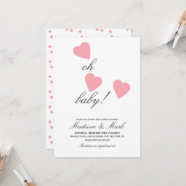 Invitación Chupinada de Corazones Rosas Flotantes Minimalista