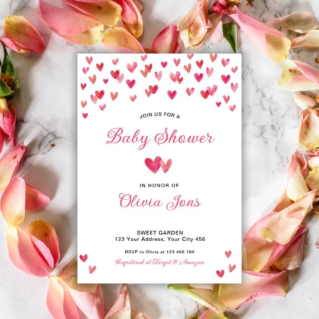 Invitación Chupinada de Corazones Rosas para Bebe (Subido por el creador)