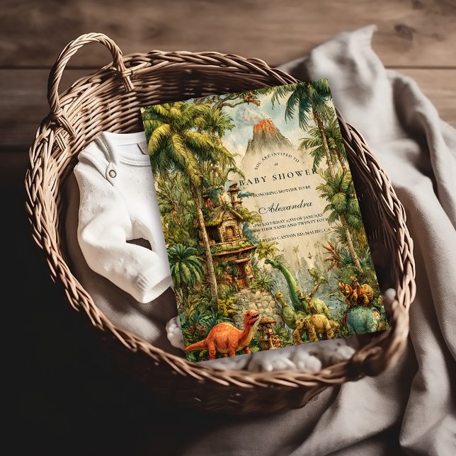 Invitación Chupinada de dinosaurios vintage (Subido por el creador)