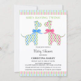 Invitación Chupinada de gemelos niño y niña jirafa