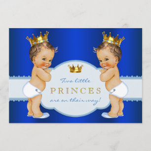 Invitación Chupinada de gemelos príncipe azul real niño