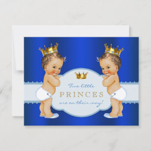 Invitación Chupinada de gemelos príncipe azul real niño