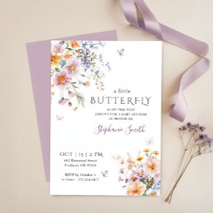 Invitación Chupinada de Jardín Caprichoso Mariposa Lavanda pa