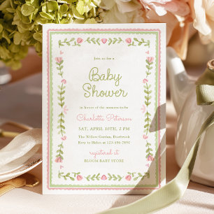 Invitación Chupinada de jardín vintage para bebé