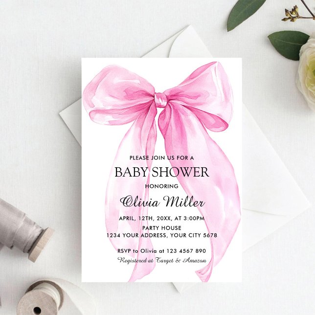 Invitación Chupinada de lazo de lazo rosa (Subido por el creador)