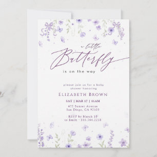 Invitación Chupinada de lazo mariposa lavanda caprichosa