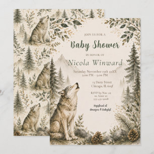 Invitación Chupinada de lobo en el bosque