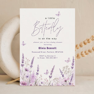 Invitación Chupinada de Mariposa de Lavanda Púrpura para Bebé