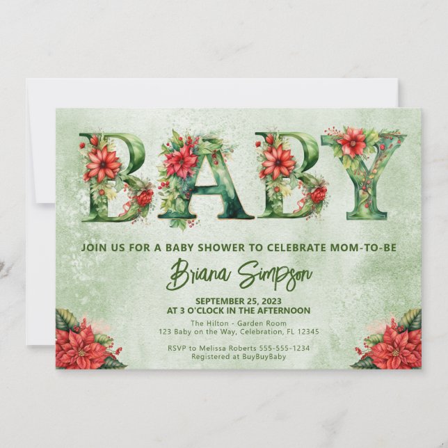 Invitación Chupinada de Navidad para bebé con género neutral (Anverso)