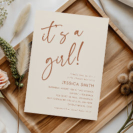 Invitación Chupinada de niña en terracota boho