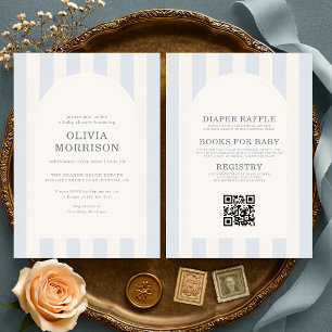 Invitación Chupinada de Niño Azul Rayado Todo en Uno