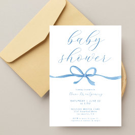 Invitación Chupinada de Niño Elegante Caligrafía Azul