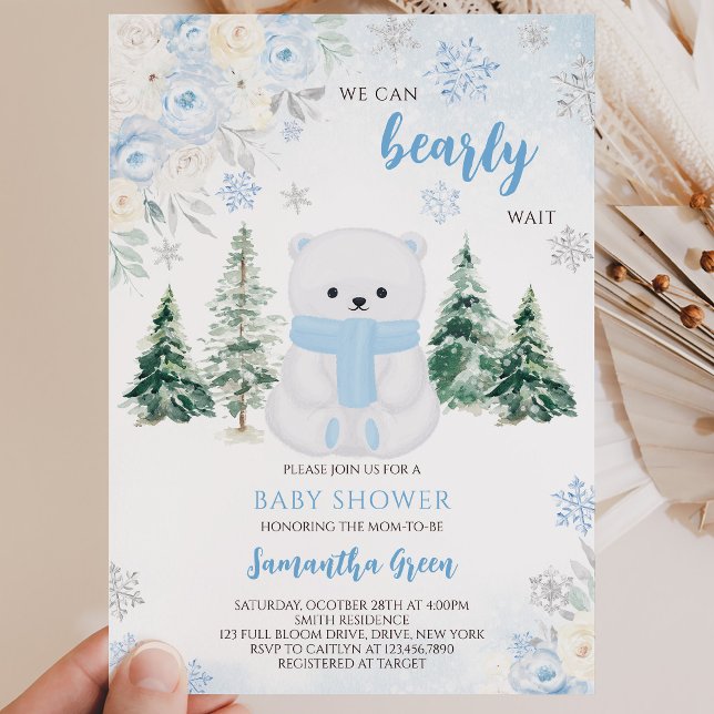 Invitación Chupinada de Osito Polar Azul (Subido por el creador)