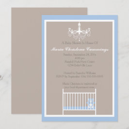 Invitación Chupinada de Oso de Peluche Azul con Araña Elegant