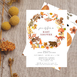Invitación Chupinada de Otoño Caprichosa para Bebé en el Bosq