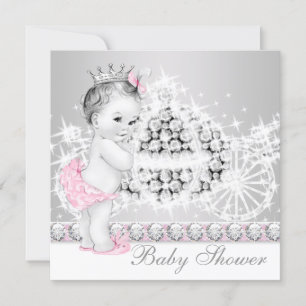 Invitación Chupinada de princesa elegante rosa y gris