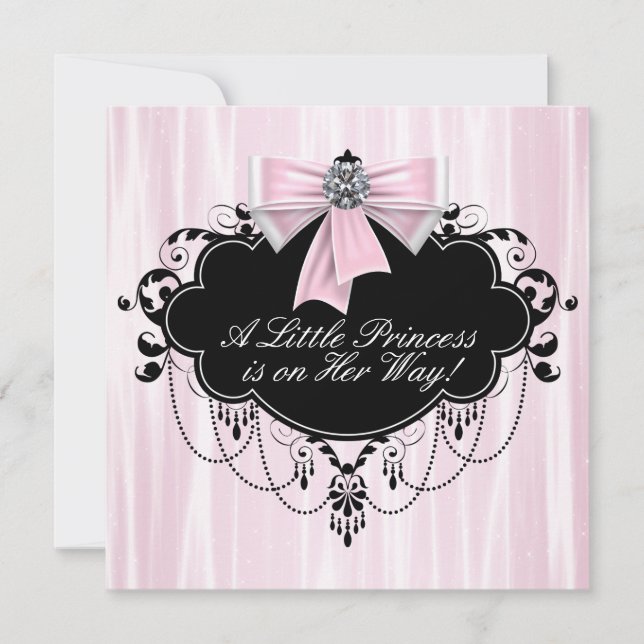 Invitación Chupinada de princesa rosa y negra (Anverso)